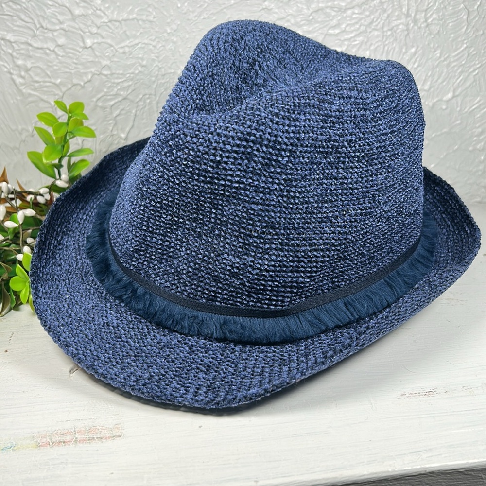 Blue Fedora Hat w/ Fringe detail accent Unisex Styling - Picture 11 of 11